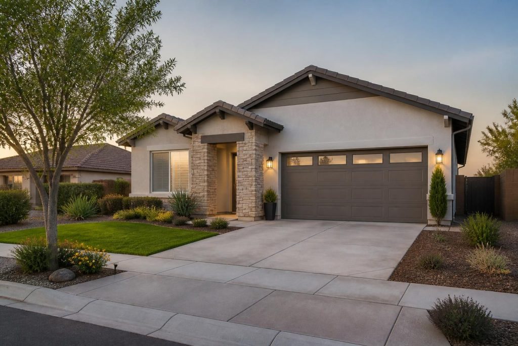 Chandler suburban home with a modern garage front.